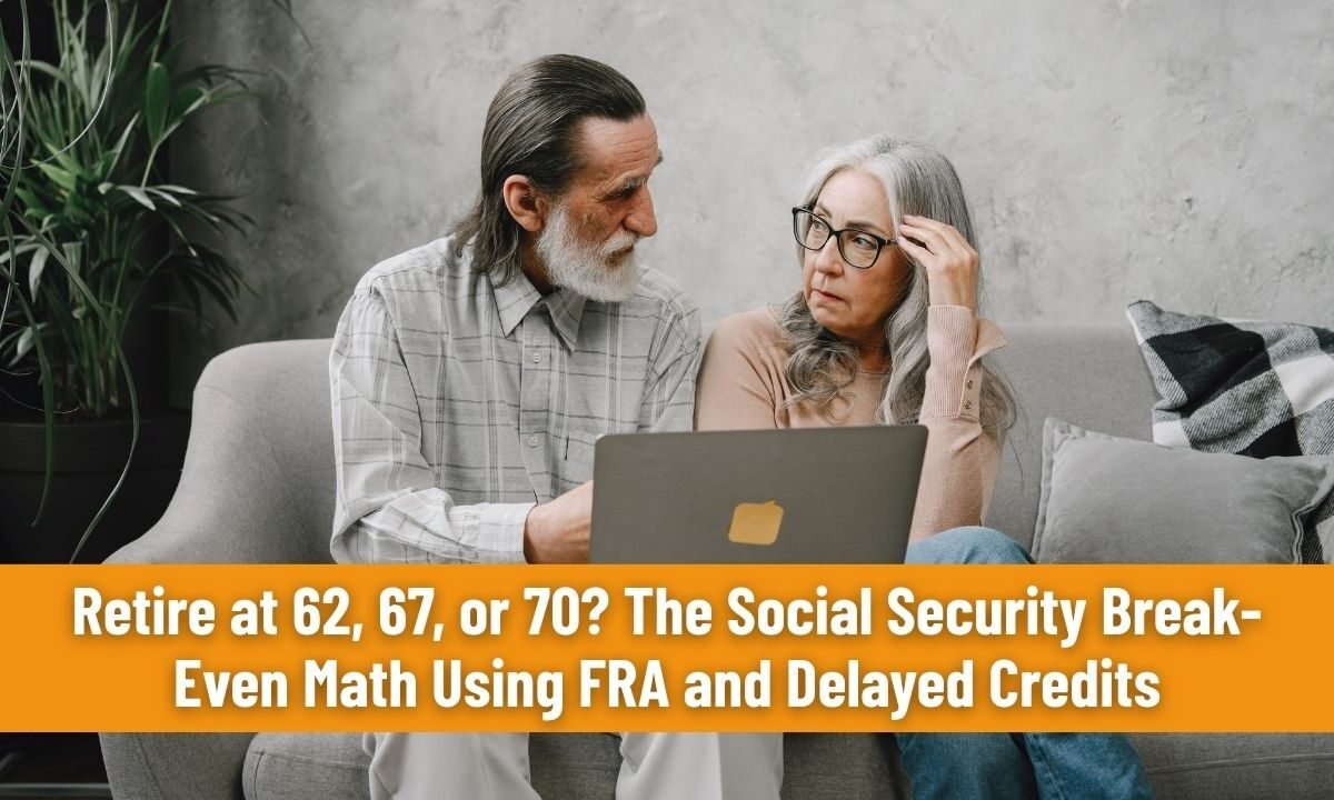 Retire at 62, 67, or 70? The Social Security Break-Even Math Using FRA and Delayed Credits (8%/yr after FRA)